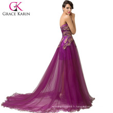 Grace Karin bretelles sweetheart rez-de-longueur longues robes de bal violet peacock CL6165